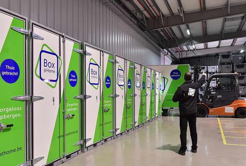 A Box@Home storage space with employees at work in it