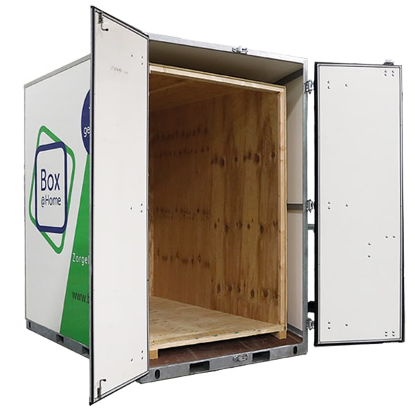 Medium Box van Box@Home met open deuren en geopende houten binnenbox